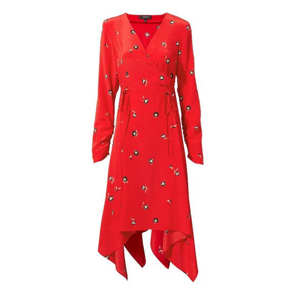 NWT INTERMIX Josie Red Floral Silk Dress 0 - Picture 1 of 6